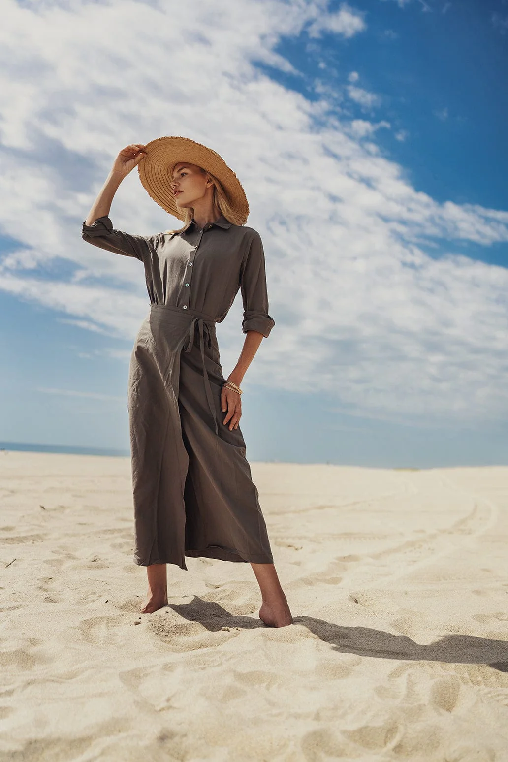 Linen Blouse-Olive