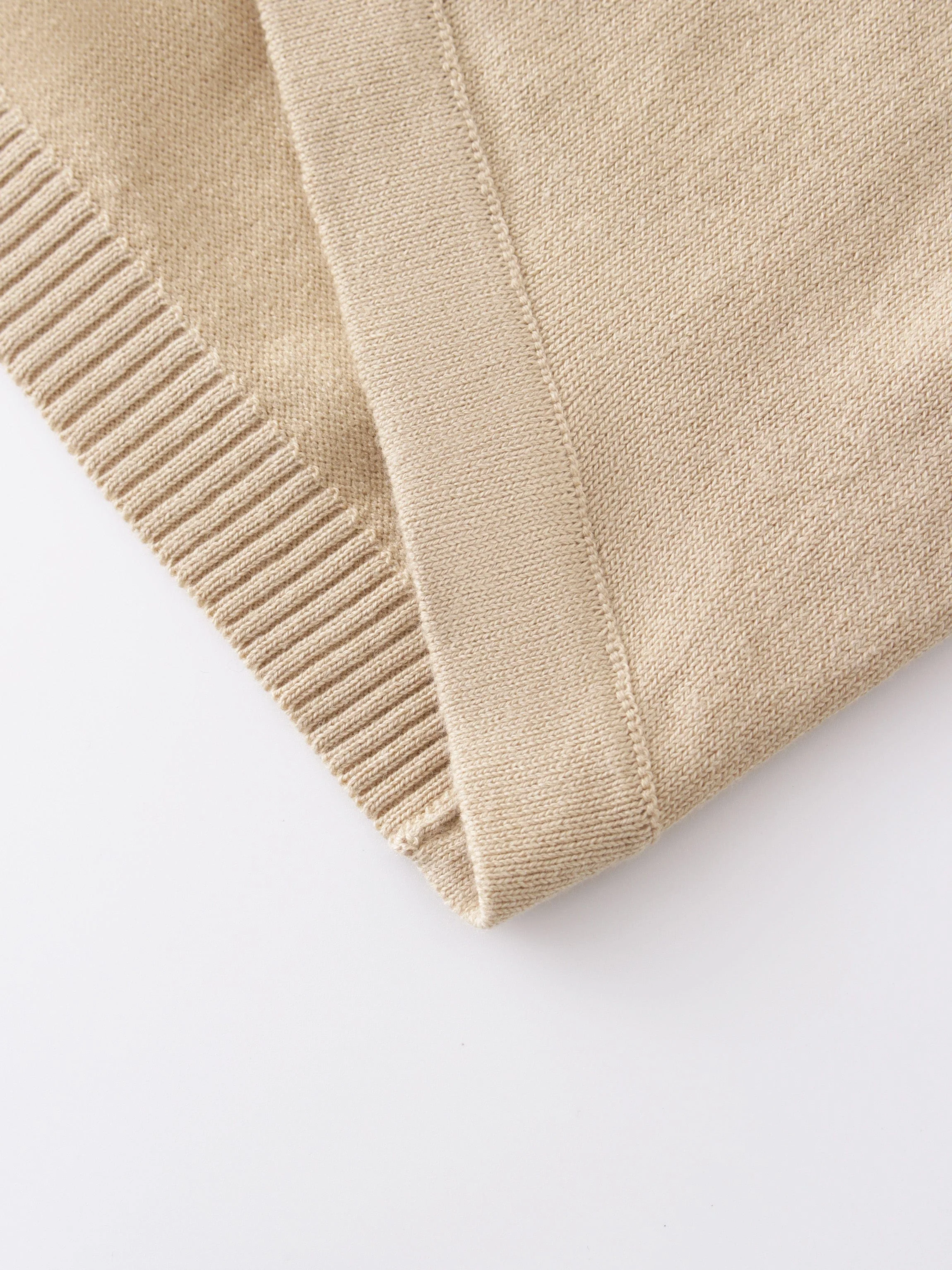 Flat Ribbed Trim Shrug-Tan