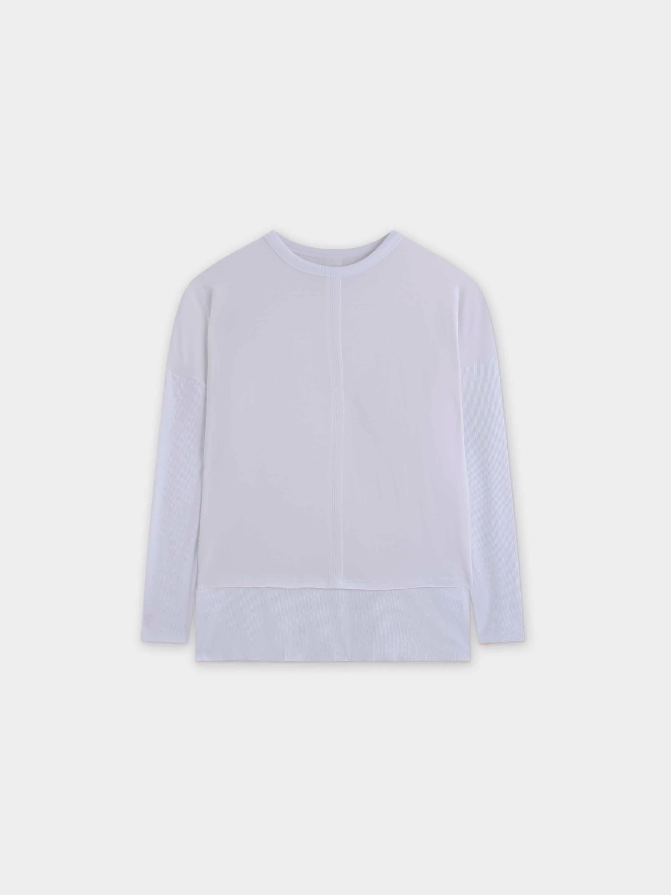 RIBBED BOTTOM T-SHIRT-WHITE
