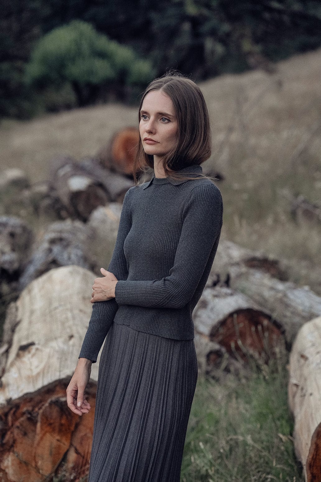 Wool Blend Pleated Skirt 25.5