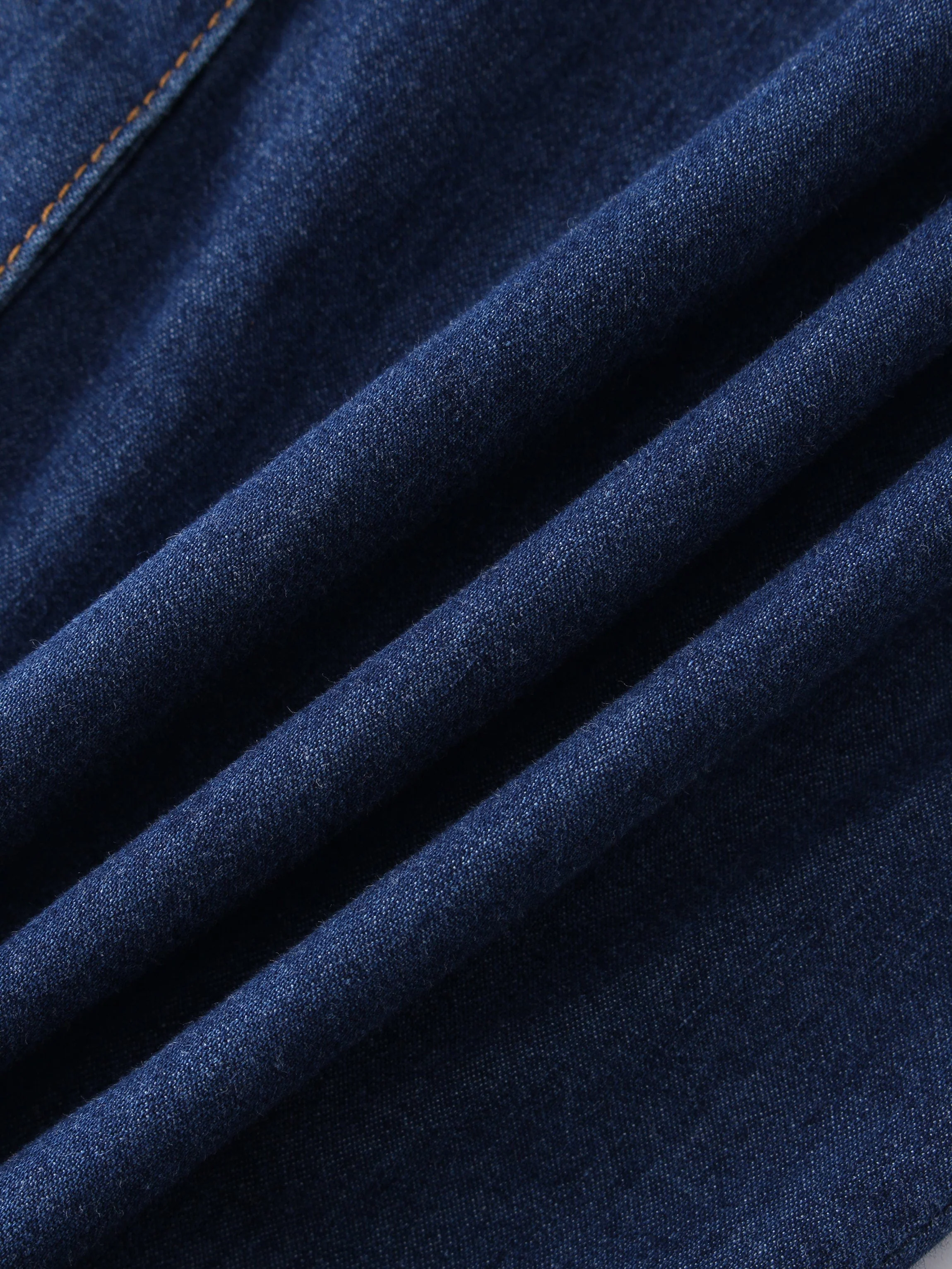 Crossed Stitch Denim Shirt-Blue