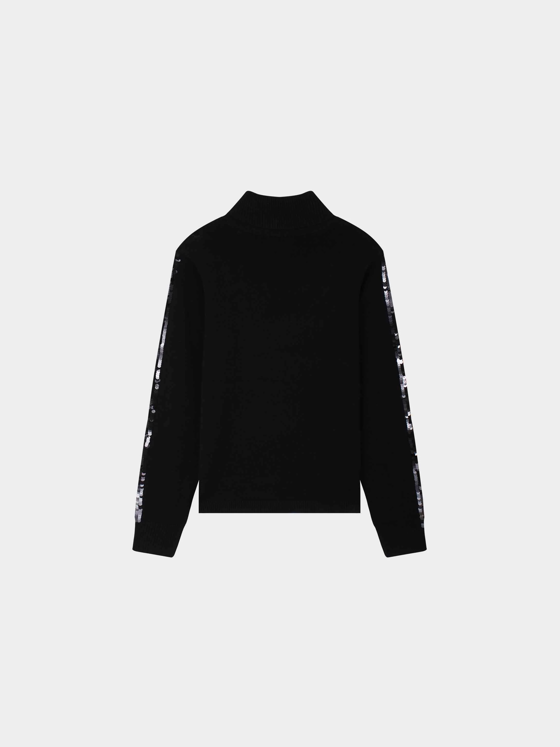 Sequin Trim Sweater-Black