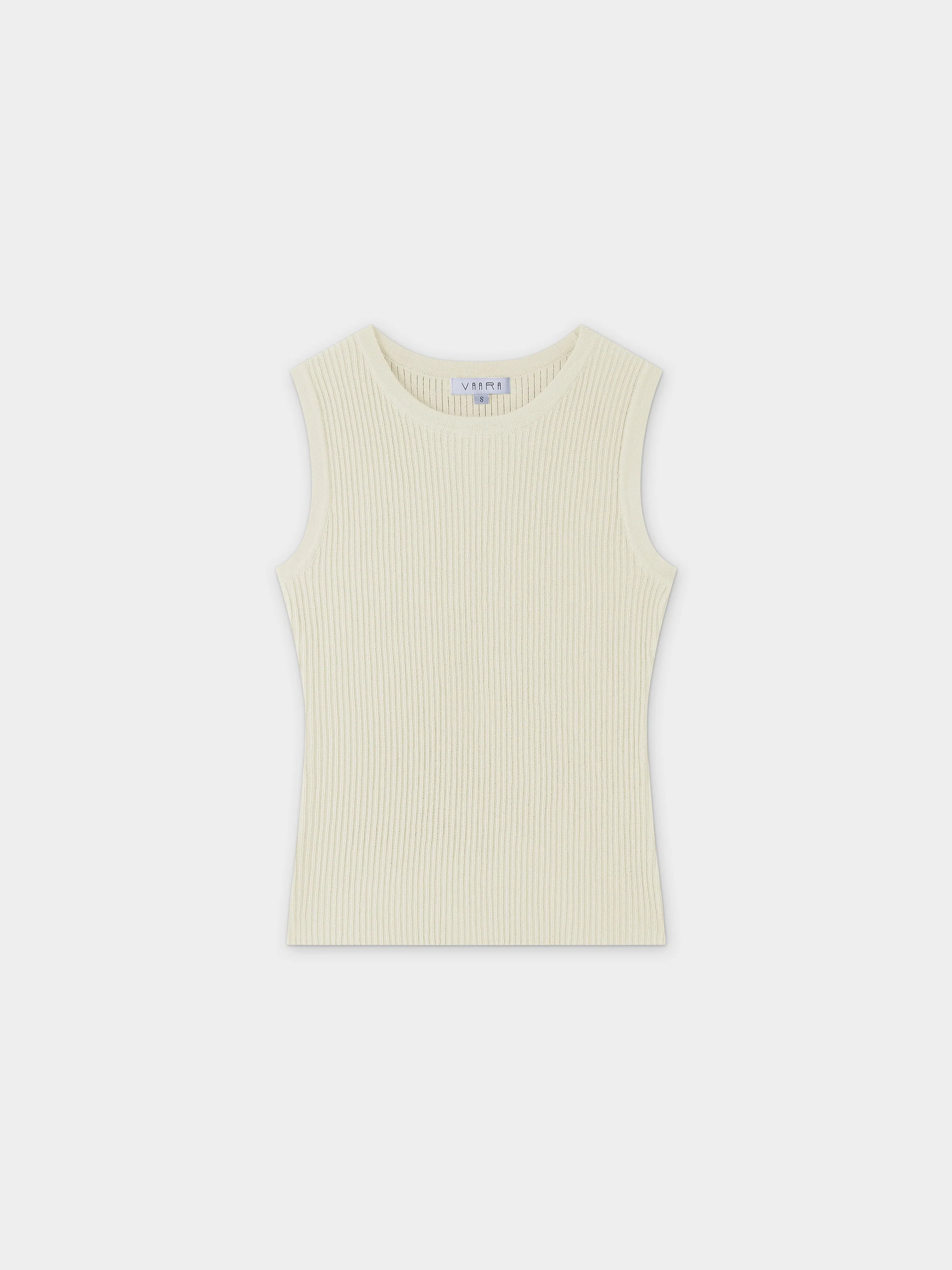 Sleeveless Ribbed Crew-Ivory
