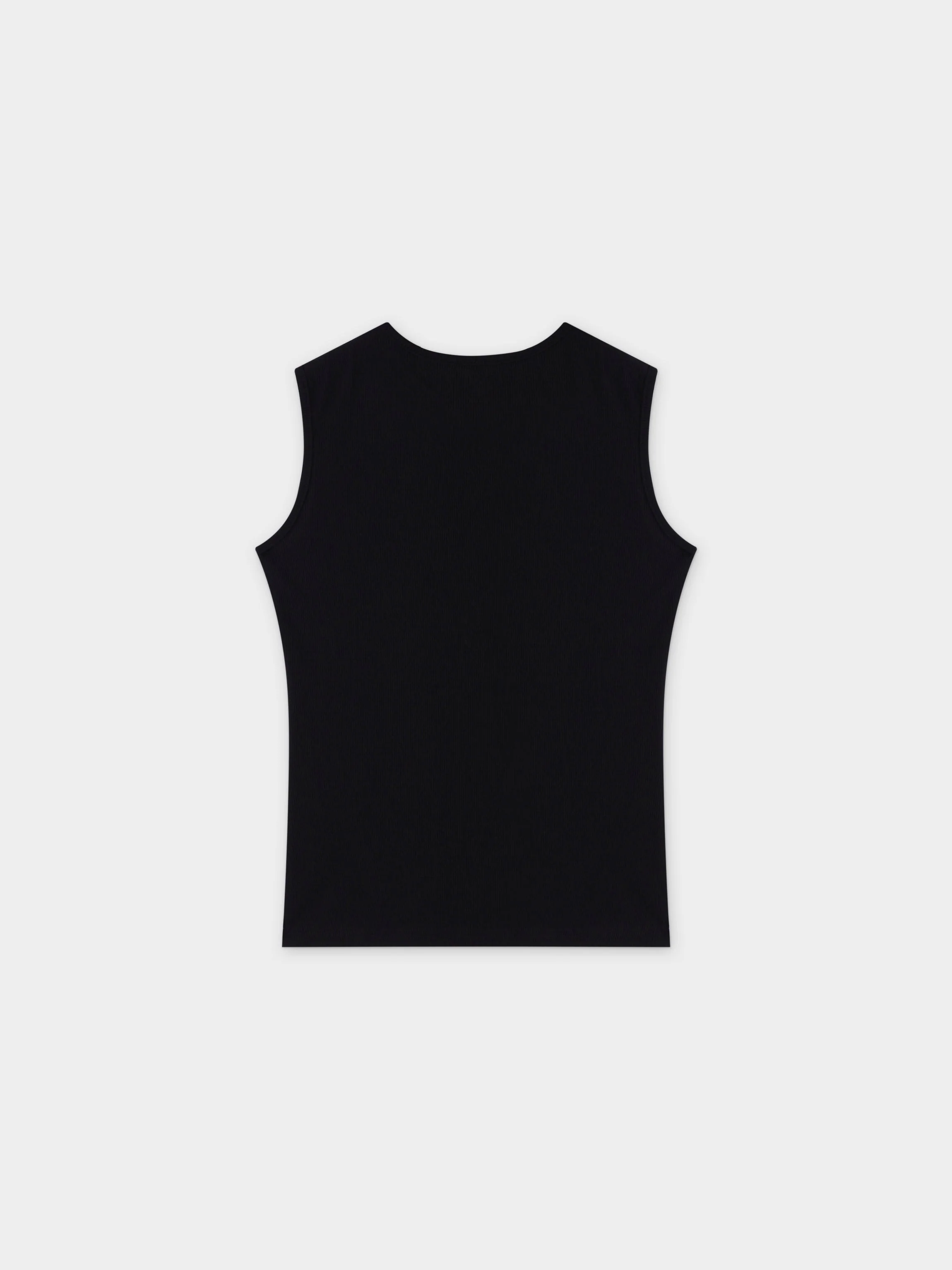 RIBBED CREW SLEEVELESS SHELL-BLACK