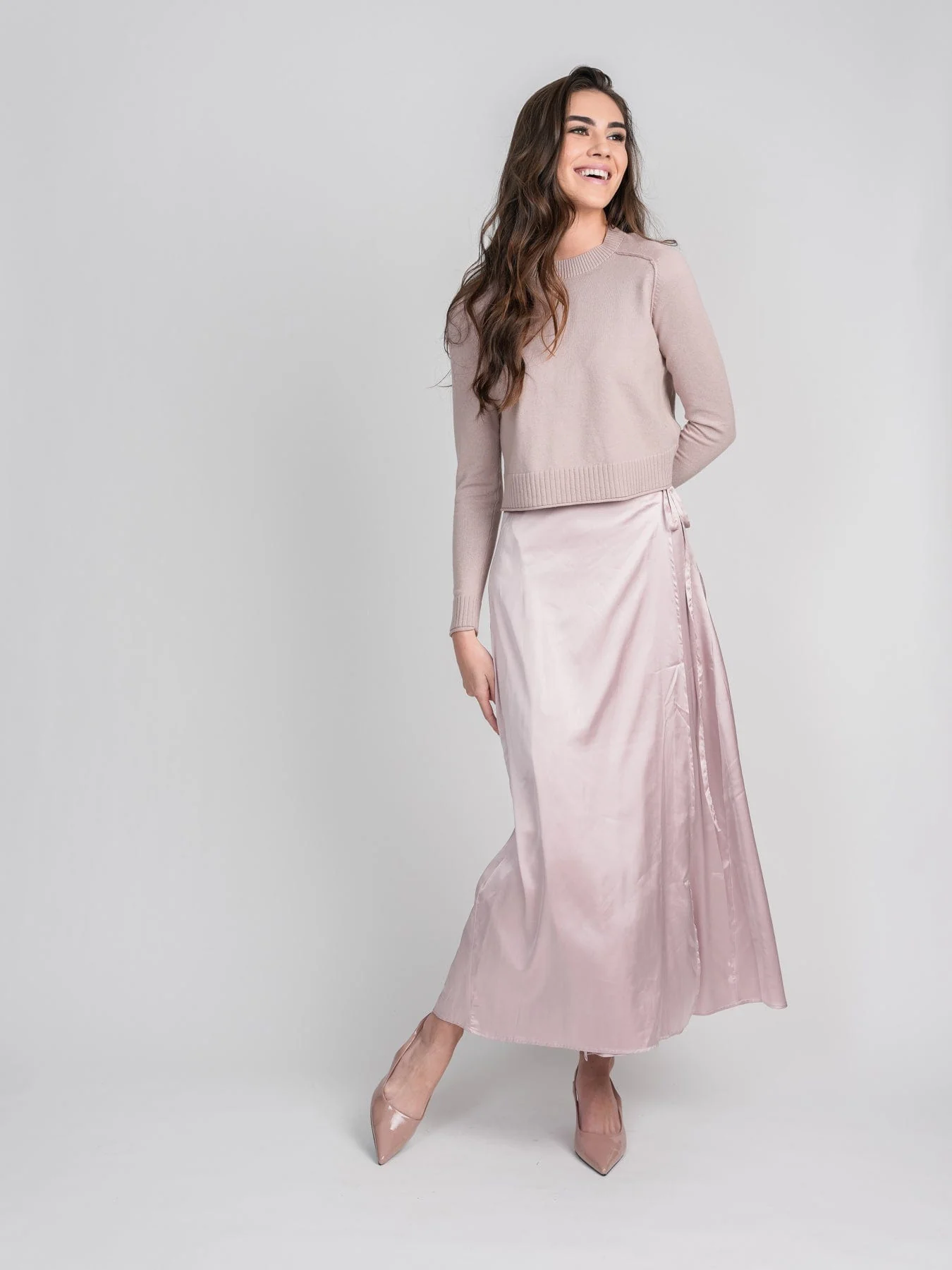 RIBBED BOTTOM SWEATER-PINK