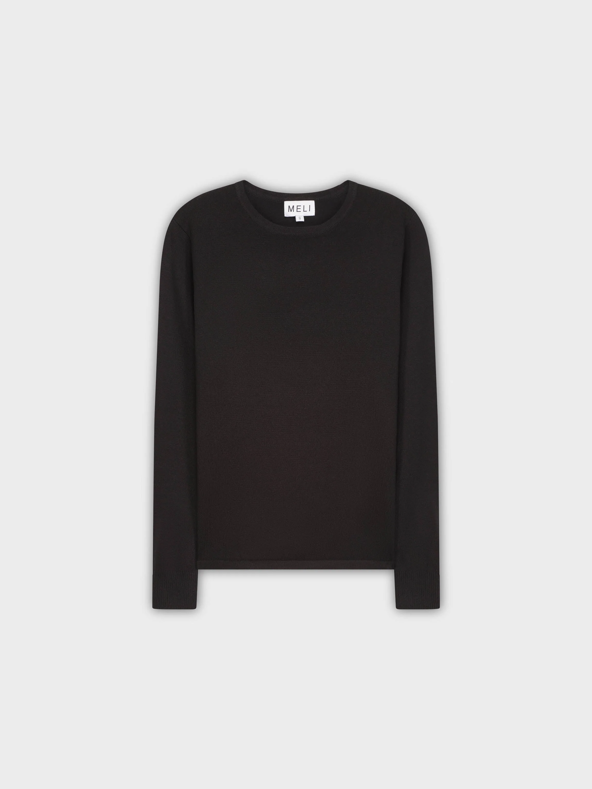 THIN KNIT CREW SWEATER-BLACK
