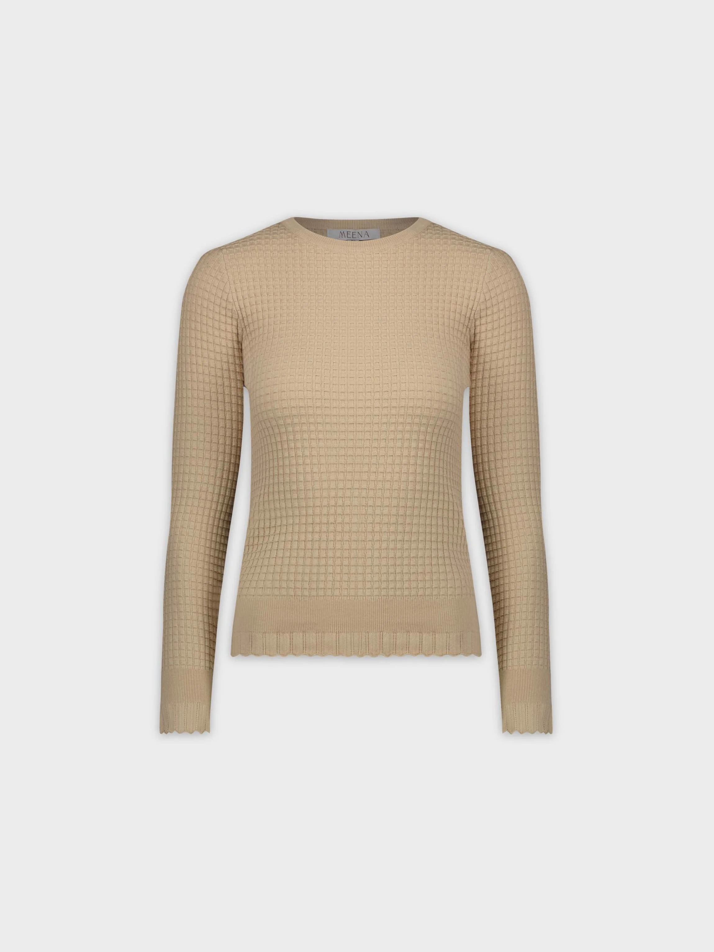 RUFFLE BOTTOM CREW-TAN