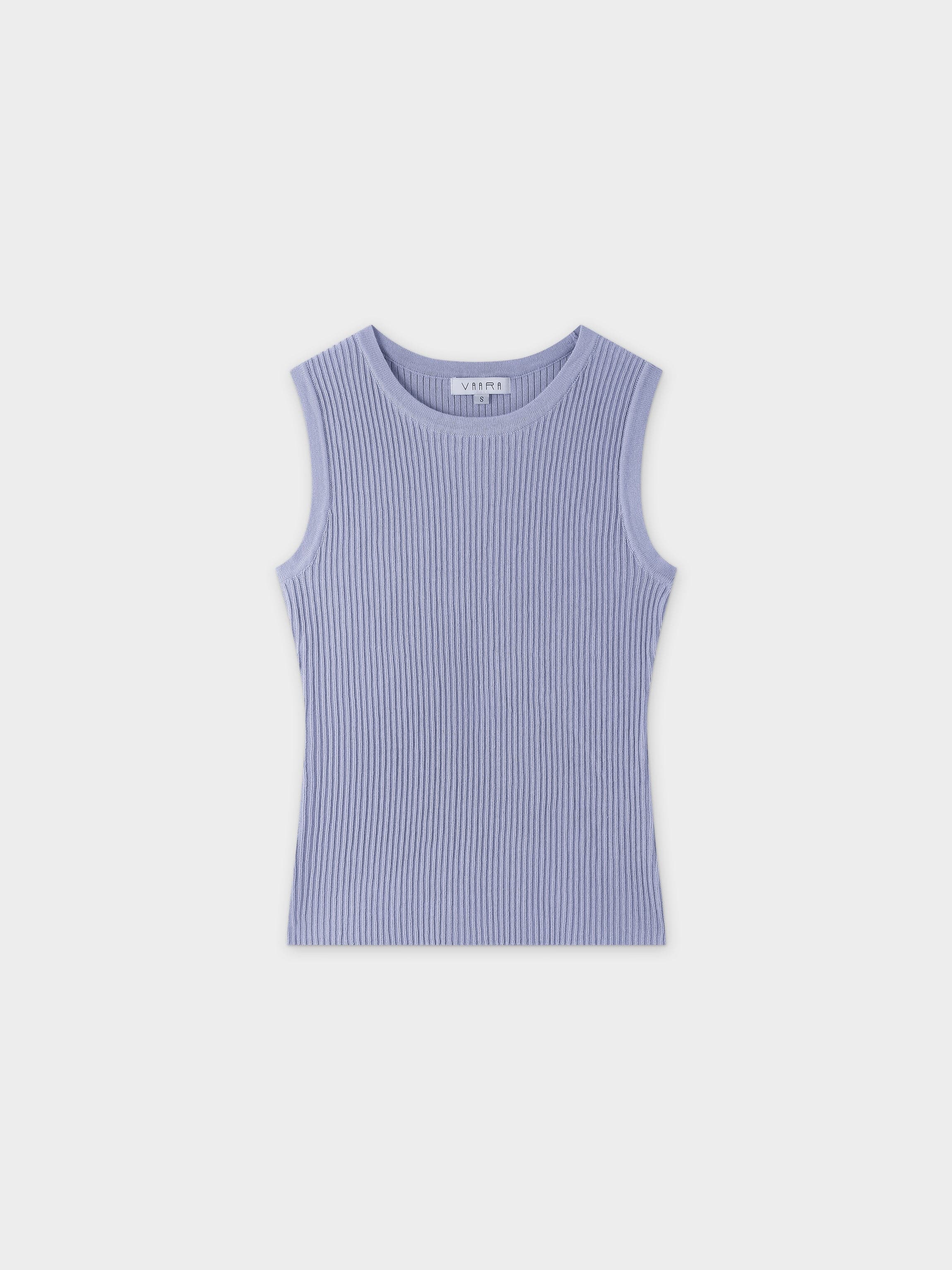 Sleeveless Ribbed Crew-Lavender