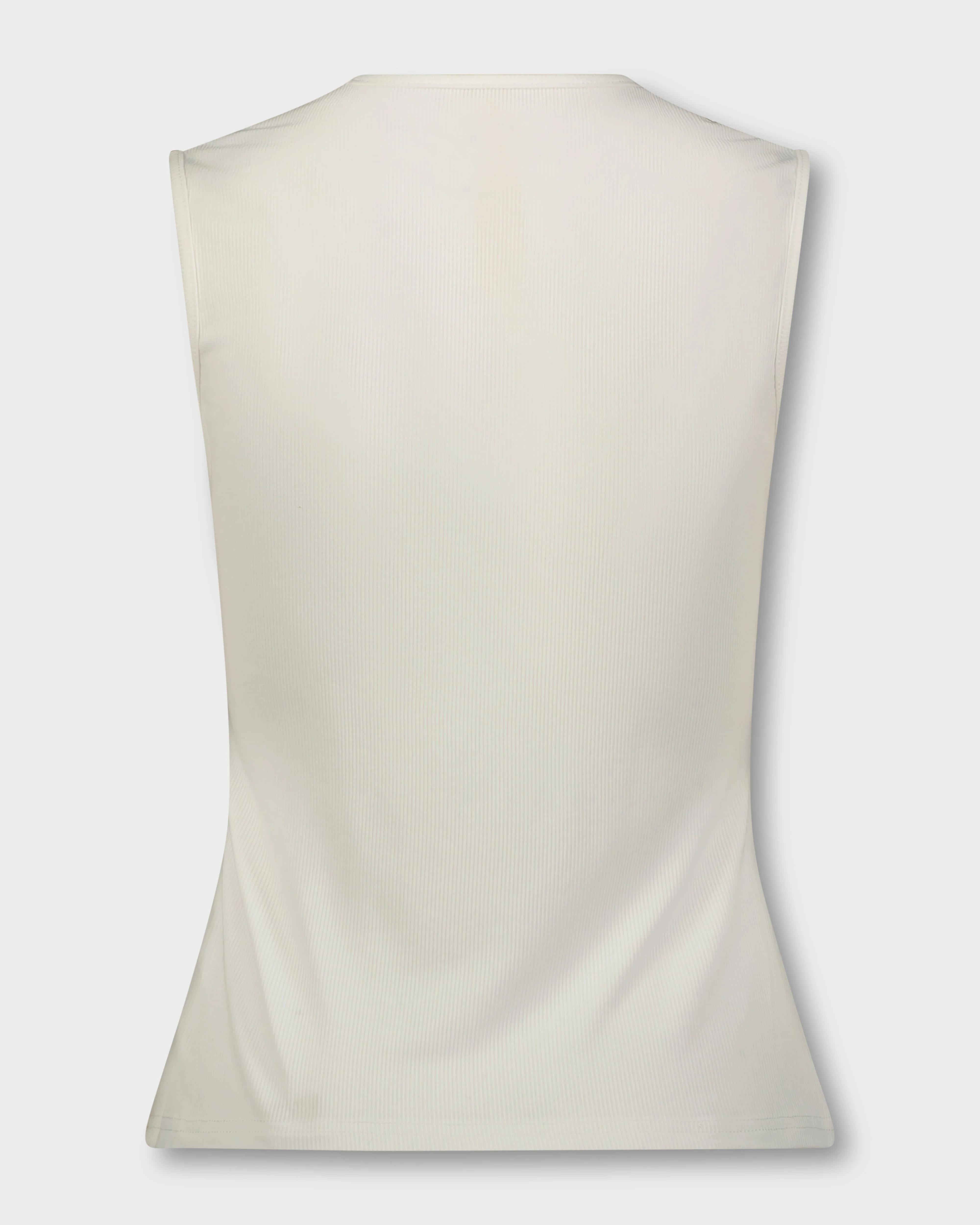 RIBBED CREW SLEEVELESS SHELL-CREAM