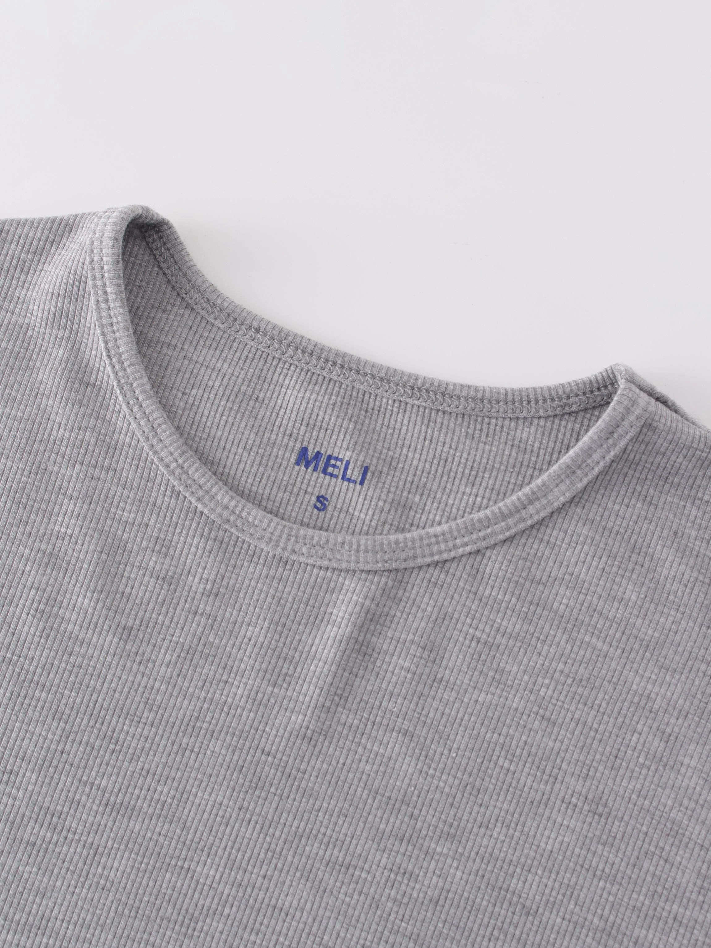 Crew Ribbed Dolman-Heathered Grey