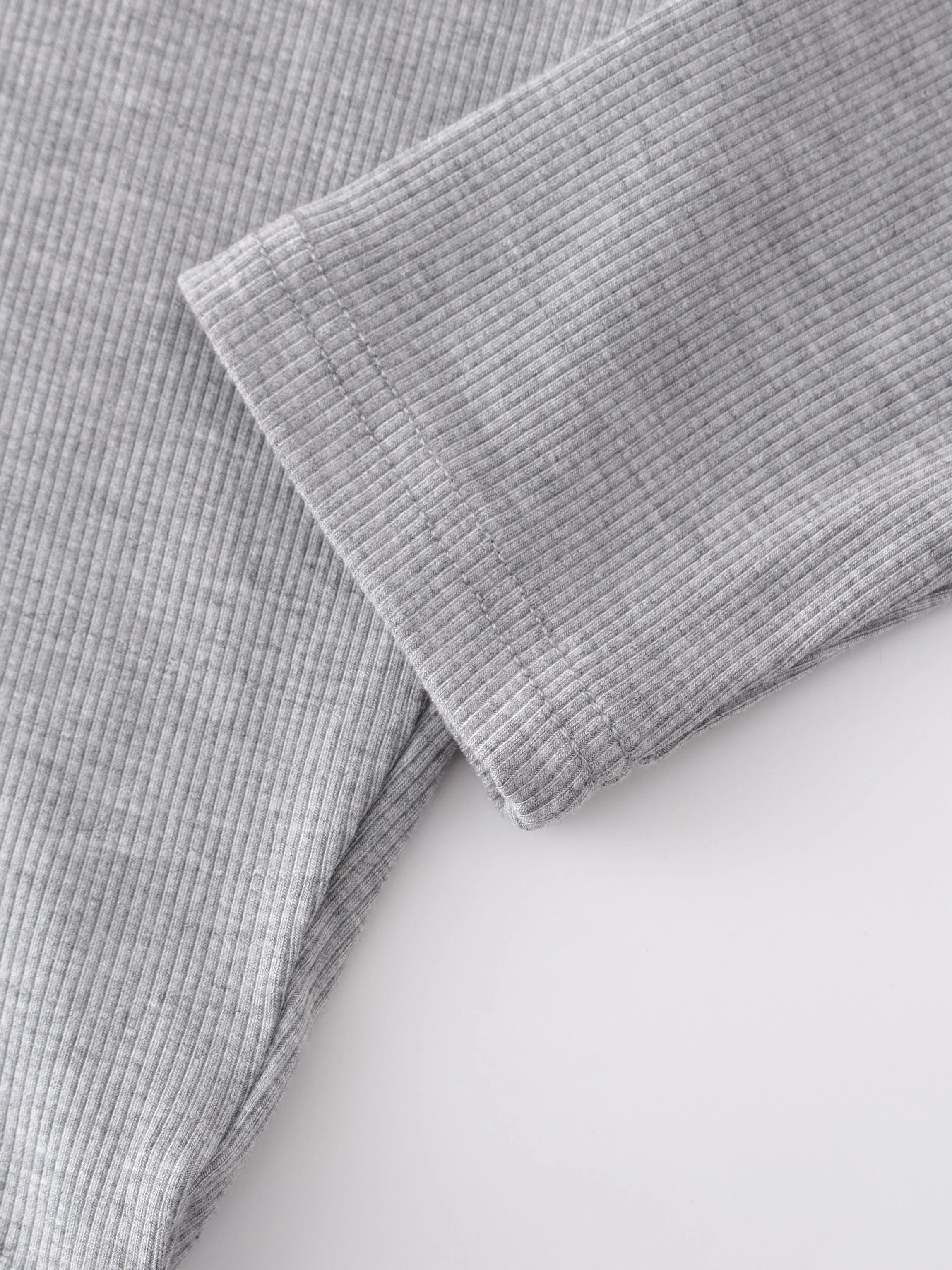 Crew Ribbed Dolman-Heathered Grey