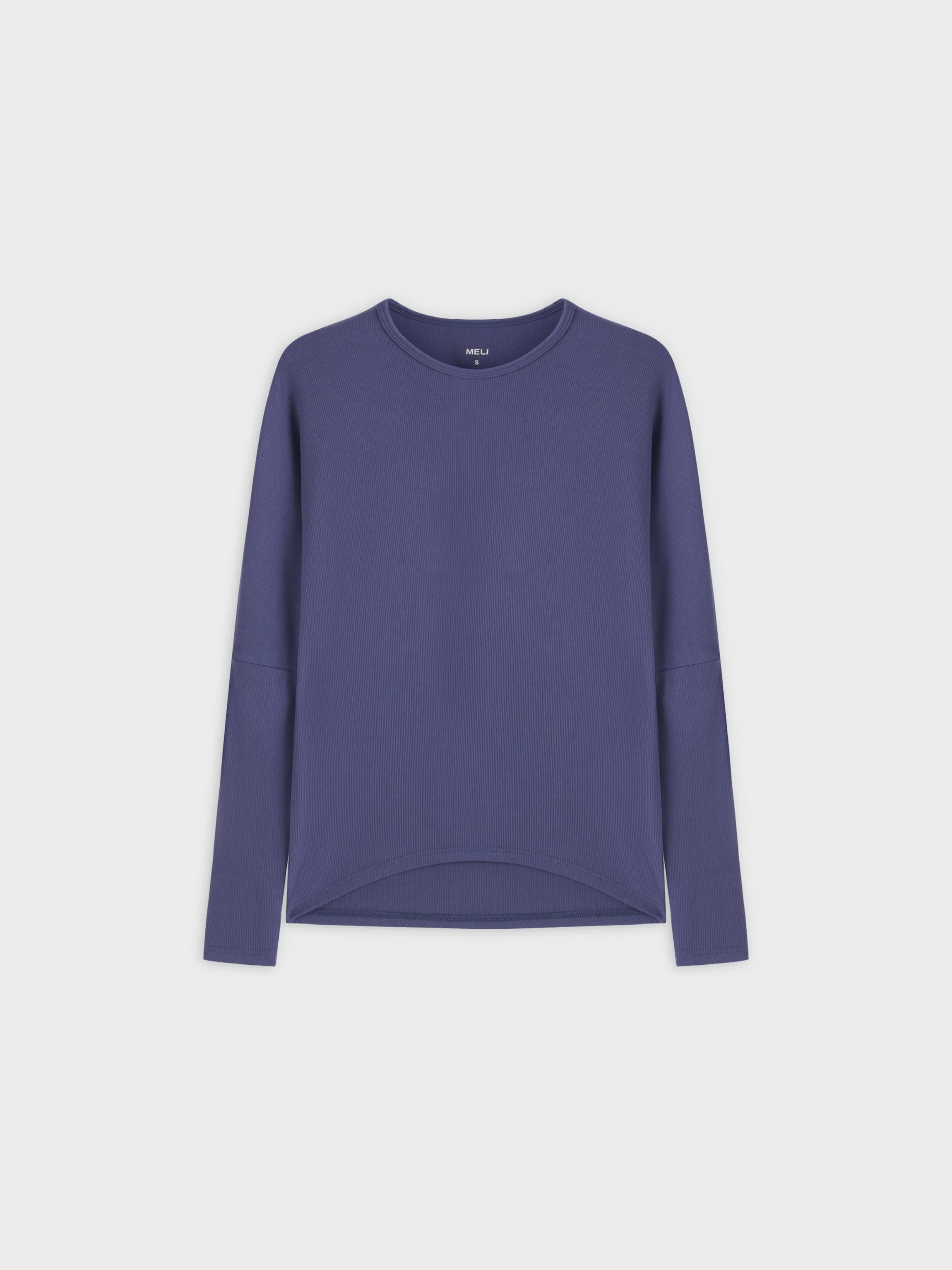 Crew Ribbed Dolman-Indigo Blue
