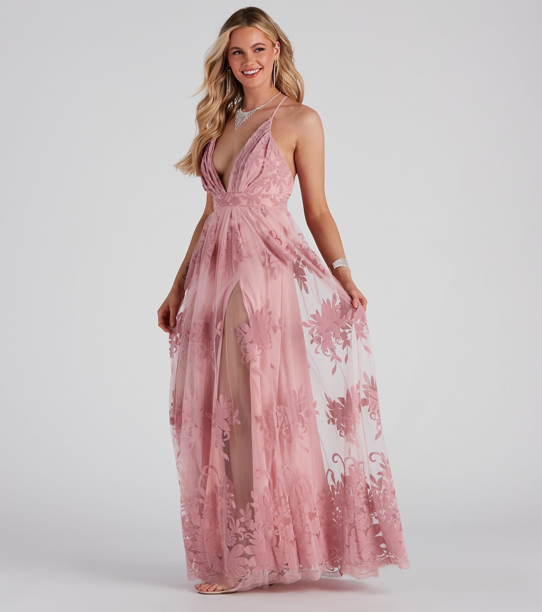 Morgan Formal Flocked Velvet Dress