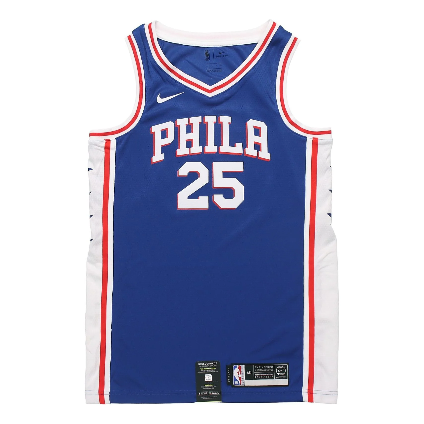 Nike NBA Retro Basketball Jersey/Vest SW Fan Edition Philadelphia 76ers Simmons 2 No. 5 Blue CJ7678-497 - PersonalJerseys