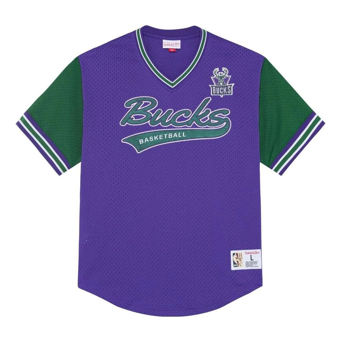 Mitchell & Ness x NBA Milwaukee Bucks MESH V Neck Jersey 'Purple' MSPOAJ19009-MBUPURP - PersonalJerseys