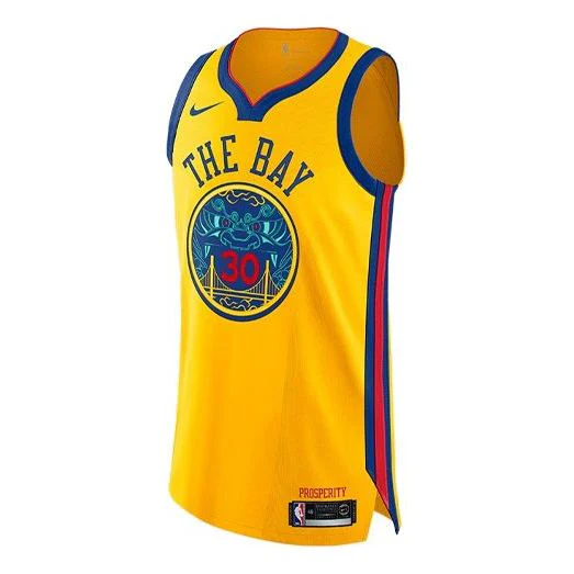 Nike NBA City Edition Connected jersey AU 30 golden state warriors stephen curry Yellow AH6052-728 - PersonalJerseys