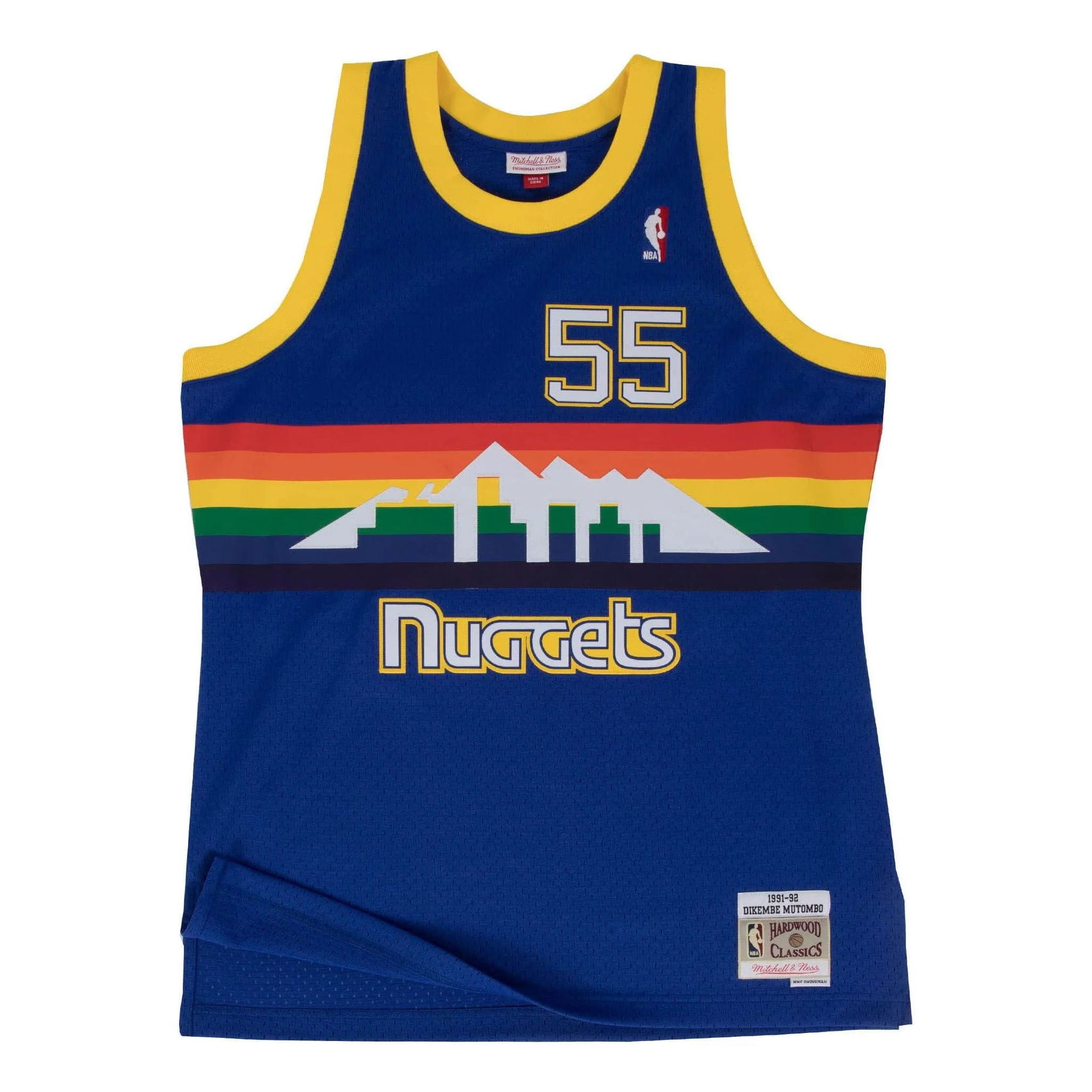Mitchell & Ness x NBA Denver Nuggets Road 1991-92 Swingman Jersey 'Dikembe Mutombo 55' SMJYGS18159-DNUROYA91DMO - PersonalJerseys