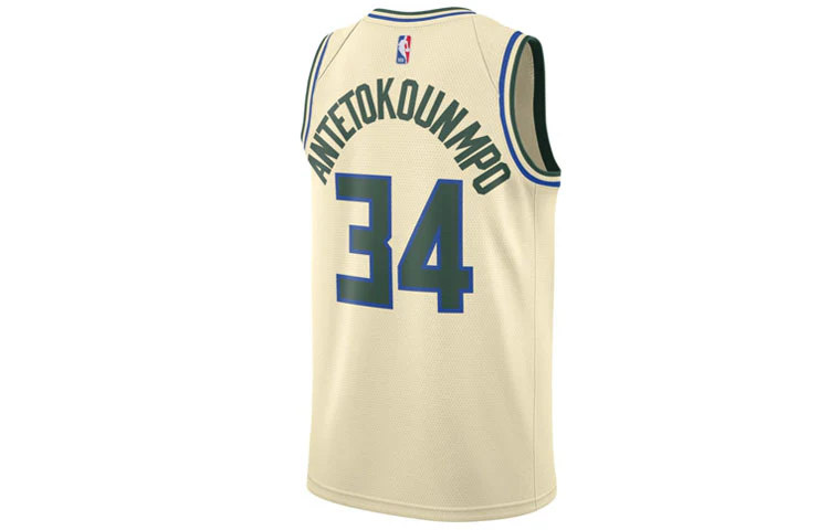 Nike Nba SW Fan Edition Milwaukee Bucks Alphabet 34 City Jersey Beige Creamy AV4652-280 - PersonalJerseys