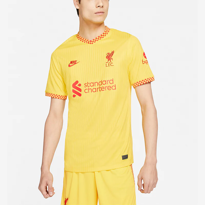 Men's Nike Training Sports Short Sleeve Soccer/Football Jersey SW Fan Edition 21-22 Season Liverpool Away Yellow DB5902-704 - PersonalJerseys