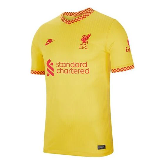Men's Nike Training Sports Short Sleeve Soccer/Football Jersey SW Fan Edition 21-22 Season Liverpool Away Yellow DB5902-704 - PersonalJerseys