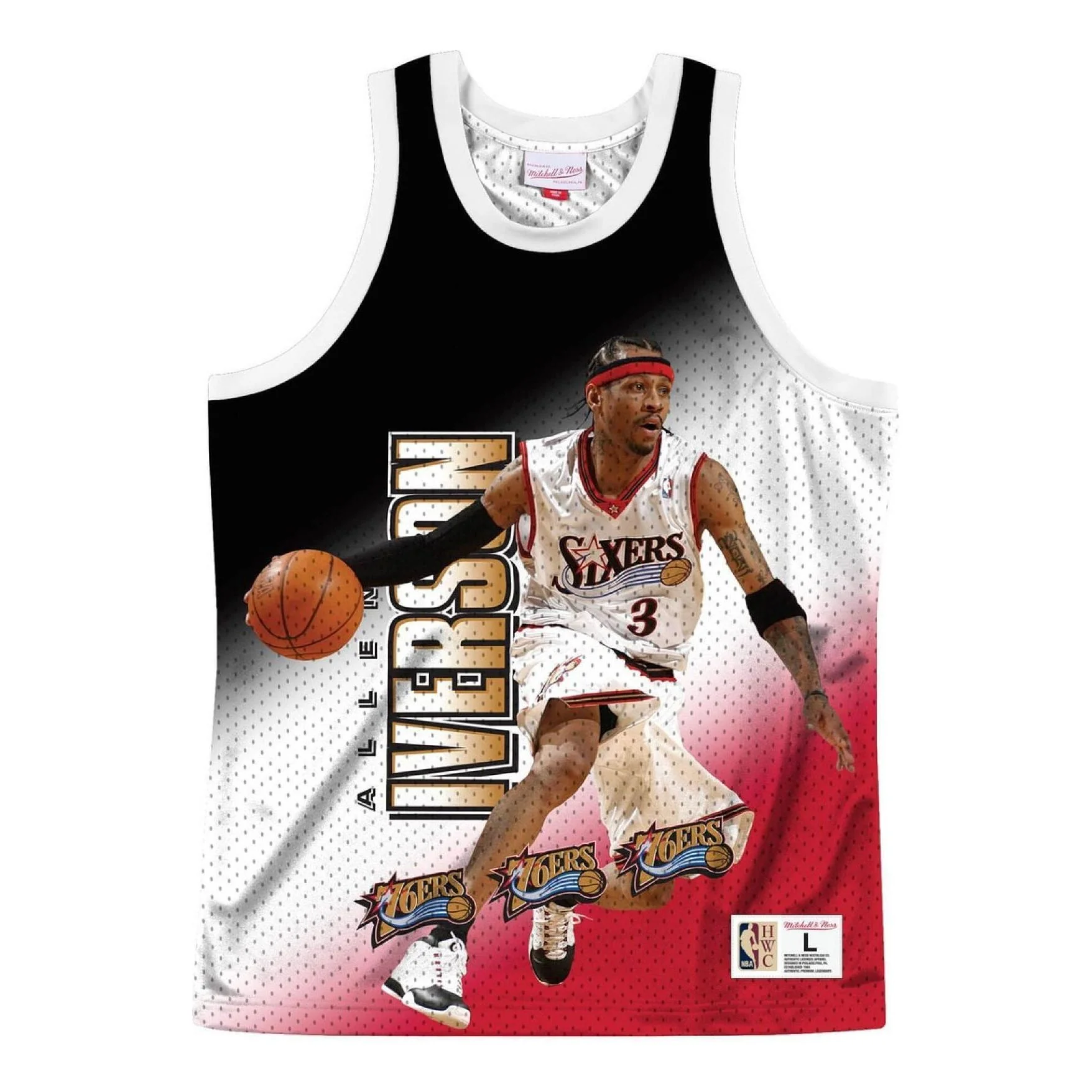 Mitchell & Ness x NBA Philadelphia 76ers Behind The Back Jersey 'Allen Iverson 3' MSTKMI19002-P76WHITAIV - PersonalJerseys