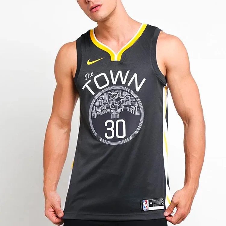 Nike NBA Stephen Curry Statement Edition Swingman Basketball Jersey SW Fan Edition Golden State Warriors Coal Black 877205-060 - PersonalJerseys