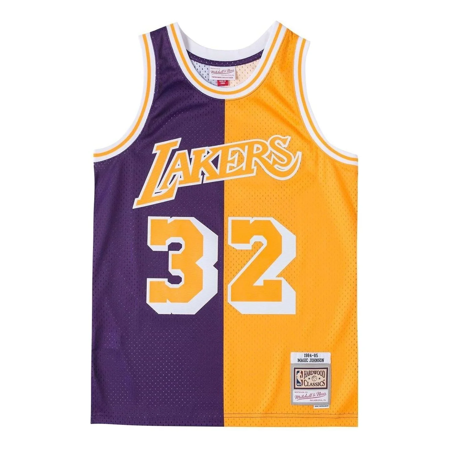 Mitchell & Ness x NBA Los Angeles Lakers 1984-85 Split Swingman Jersey 'Magic Johnson 32' SMJY4845-LAL96SONBLWH - PersonalJerseys