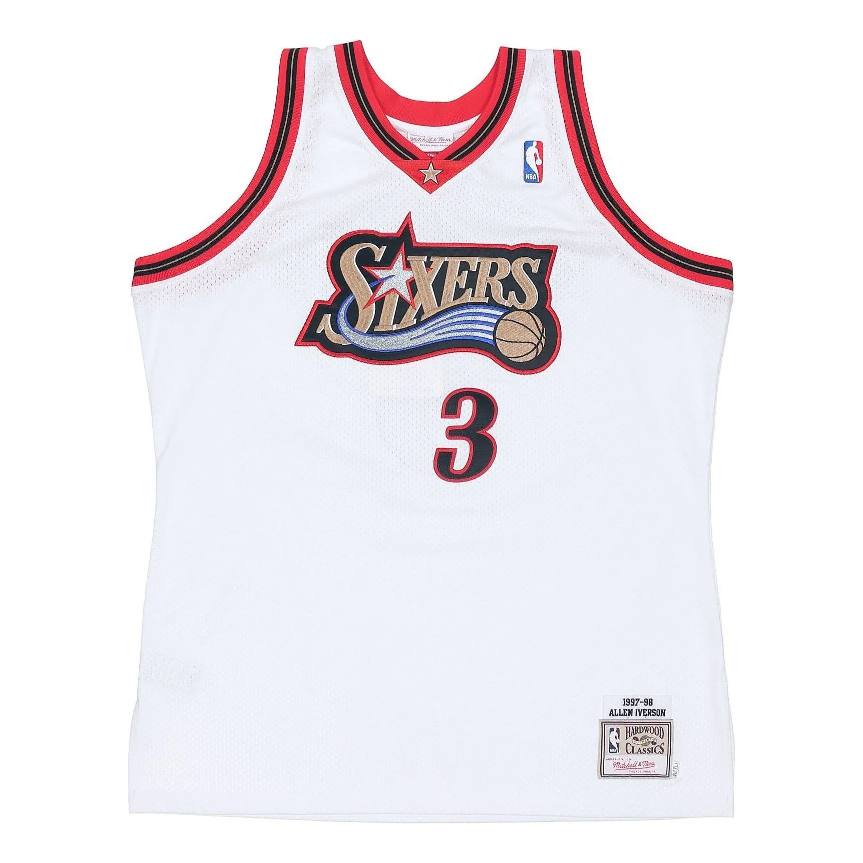 Mitchell & Ness x NBA Philadelphia 76ers 1997-98 Home Jersey 'Allen Iverson 3' BA64UX-P76-W-CAU - PersonalJerseys