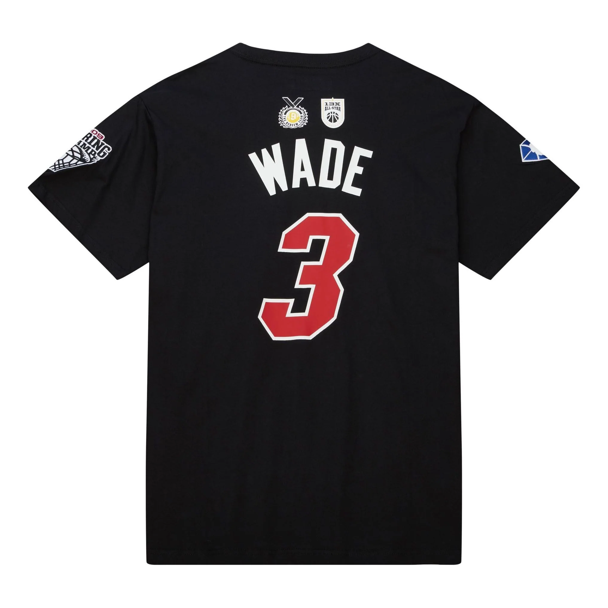 Mitchell & Ness x NBA Miami Heat HOF T-Shirt 'Dwayne Wade 3' TCRW6862-MHEYYDWABLCK - PersonalJerseys