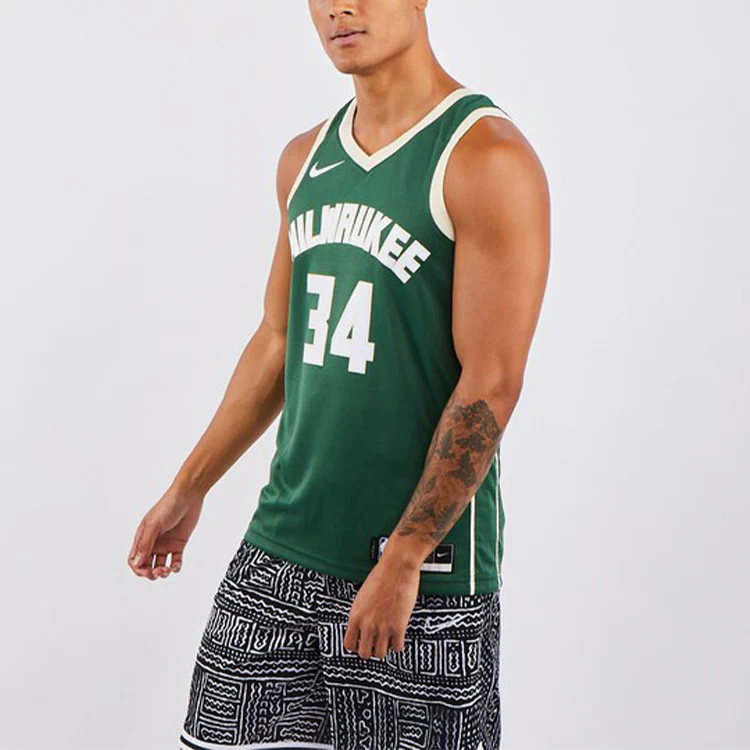 Nike NBA Basketball Jersey SW Fan Edition 19-20 Season Milwaukee Bucks Alphabet 34 Green CW3672-329 - PersonalJerseys