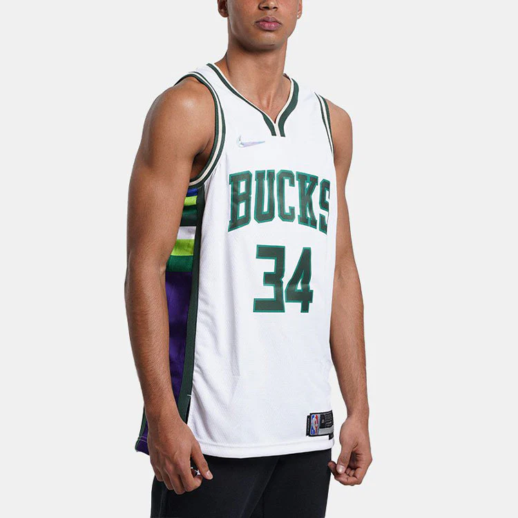 Men's Nike Dri-FIT NBA Basketball Sports Milwaukee Bucks Giannis No.34 White Vest DB4035-100 - PersonalJerseys