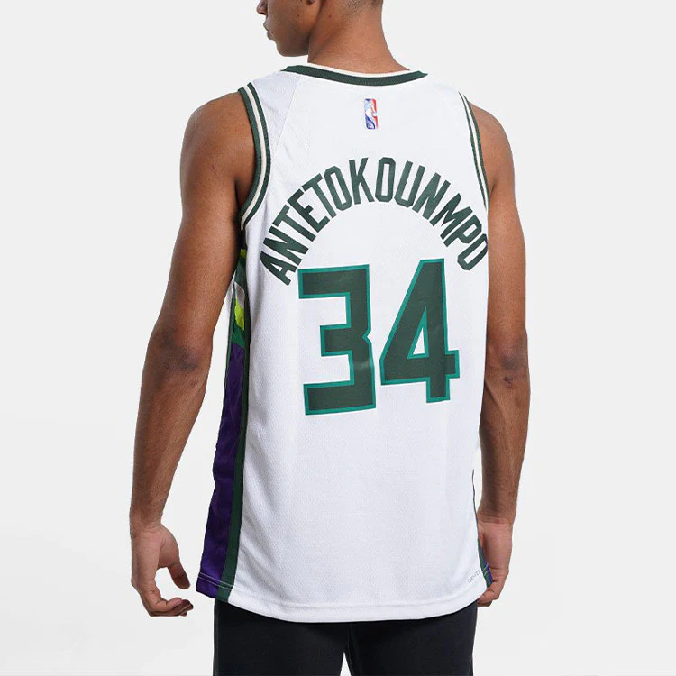 Men's Nike Dri-FIT NBA Basketball Sports Milwaukee Bucks Giannis No.34 White Vest DB4035-100 - PersonalJerseys