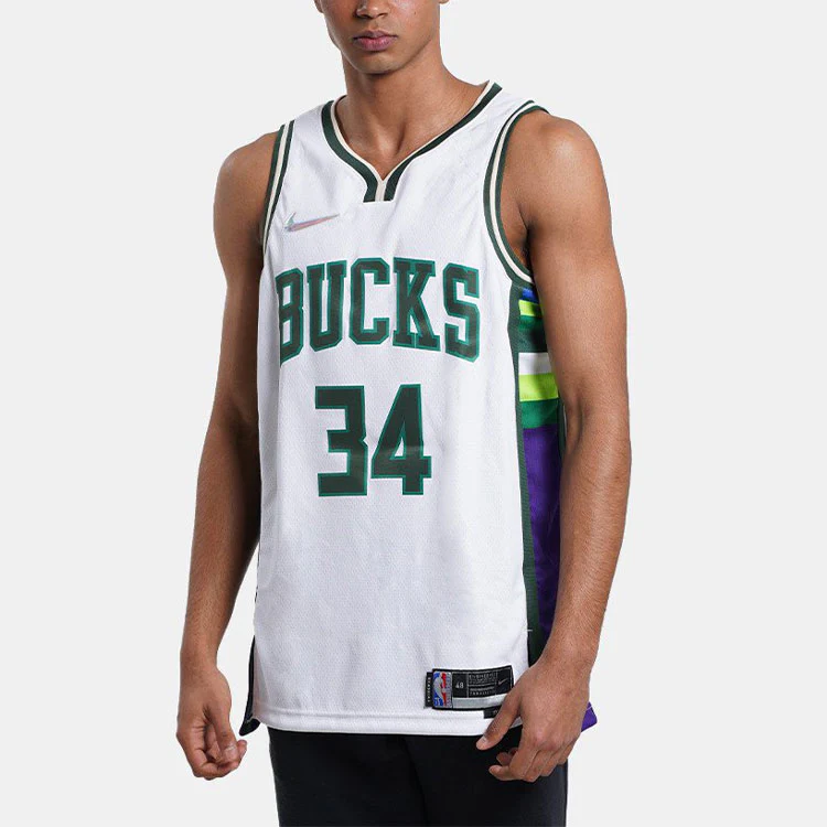 Men's Nike Dri-FIT NBA Basketball Sports Milwaukee Bucks Giannis No.34 White Vest DB4035-100 - PersonalJerseys