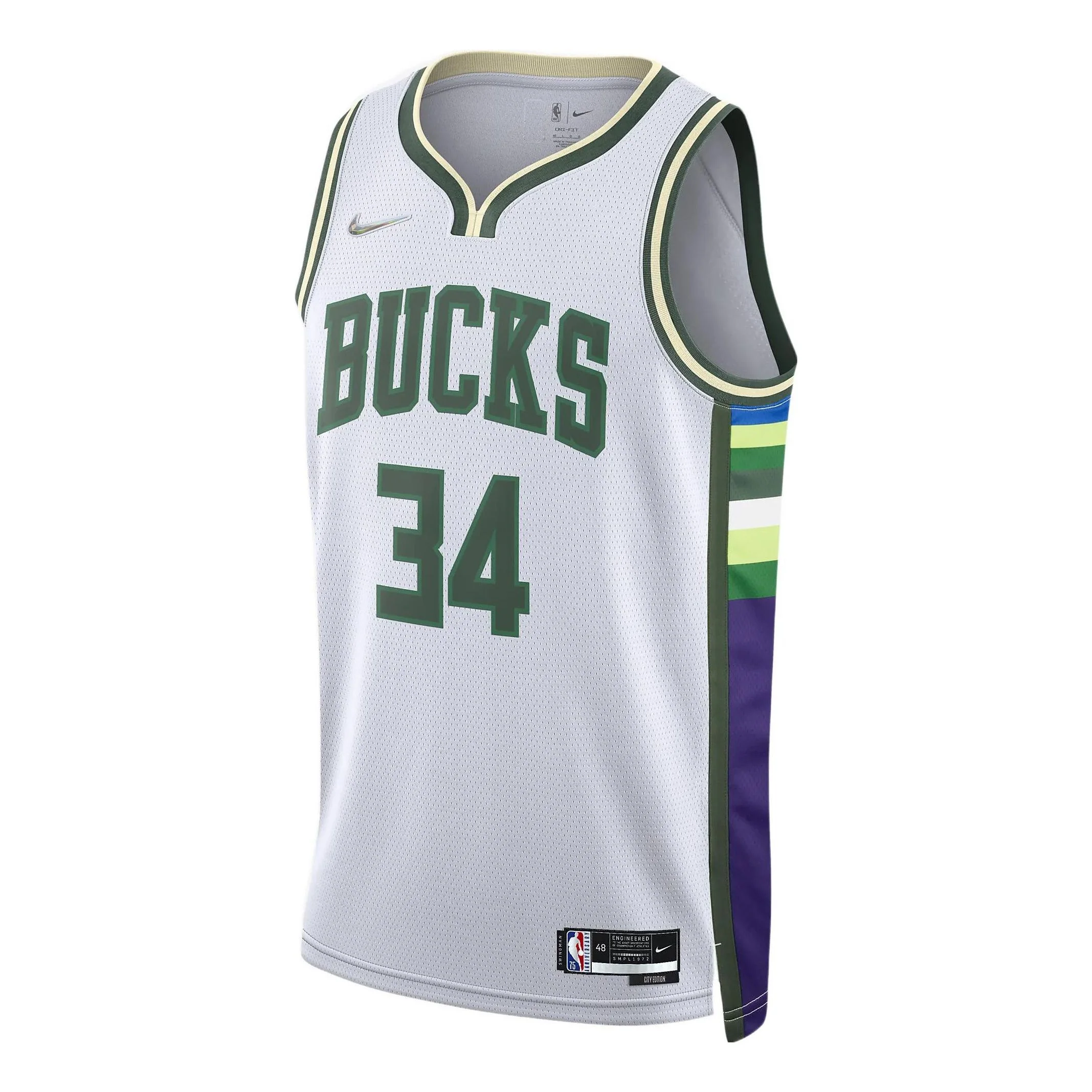 Men's Nike Dri-FIT NBA Basketball Sports Milwaukee Bucks Giannis No.34 White Vest DB4035-100 - PersonalJerseys