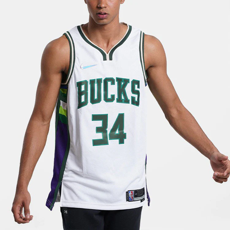 Men's Nike Dri-FIT NBA Basketball Sports Milwaukee Bucks Giannis No.34 White Vest DB4035-100 - PersonalJerseys