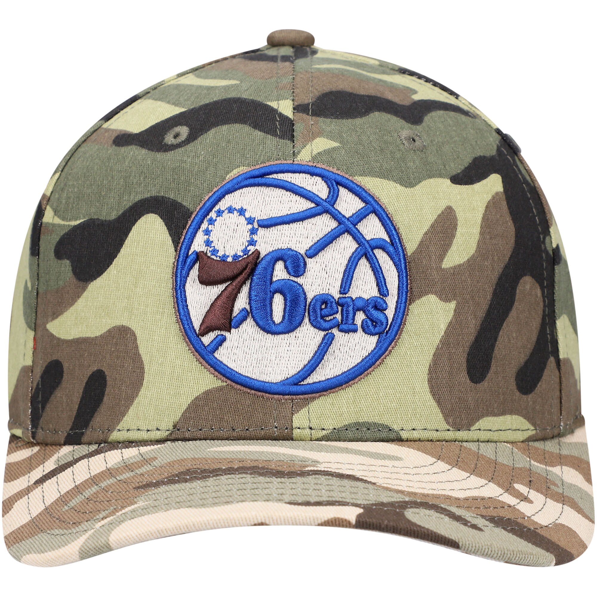 Philadelphia 76ers Mitchell & Ness Woodland Desert Snapback Hat - Camo - PersonalJerseys