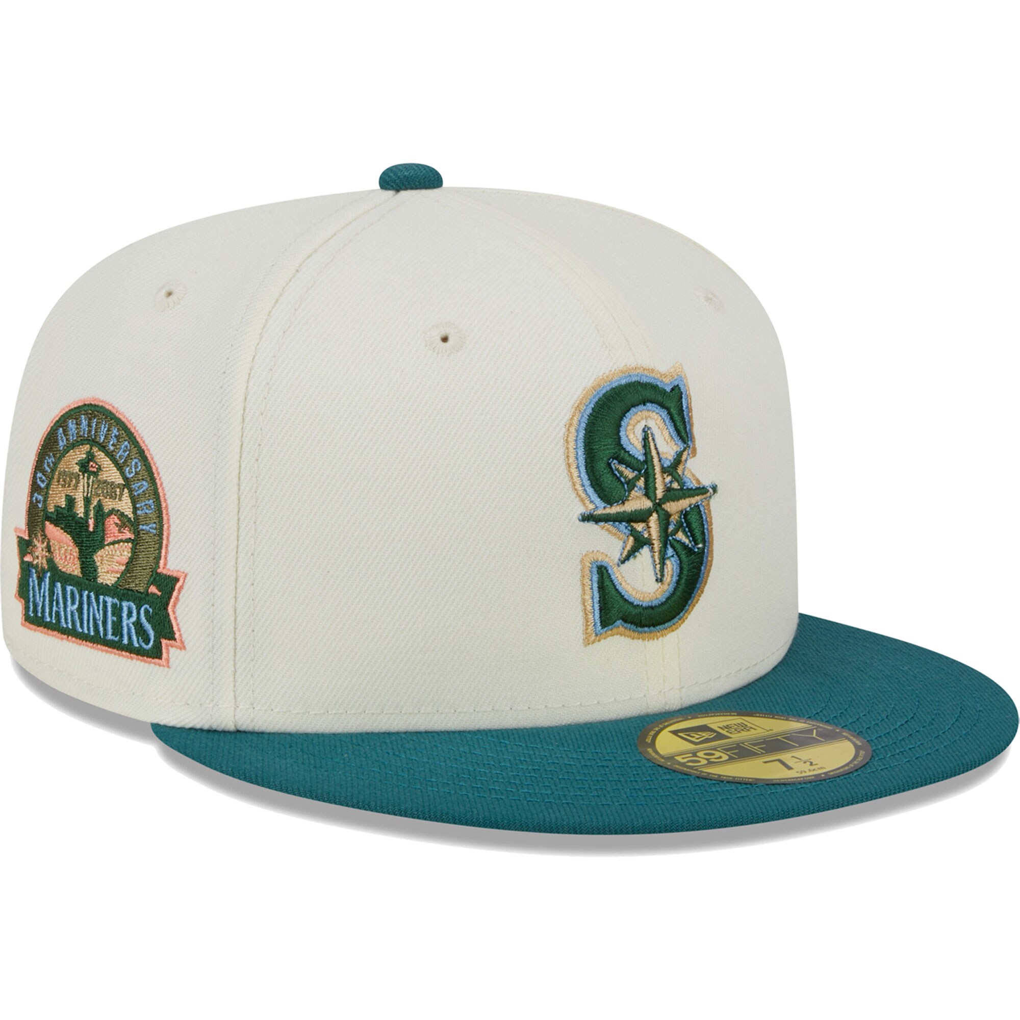 Seattle Mariners New Era Chrome Evergreen 59FIFTY Fitted Hat - Cream - PersonalJerseys