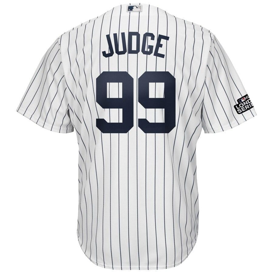 Aaron Judge New York Yankees Majestic 2019 London Series Cool Base Player Jersey - White Navy - Friend Lounge Store - Shop for All Things Jerseys Sports - PersonalJerseys