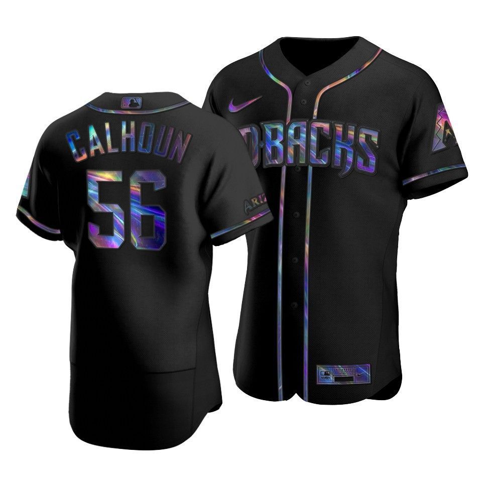 Men's Arizona Diamondbacks Kole Calhoun #56 Iridescent Logo Holographic Limited Jersey Black - Friend Lounge Store - Shop for All Things Jerseys Sports - PersonalJerseys