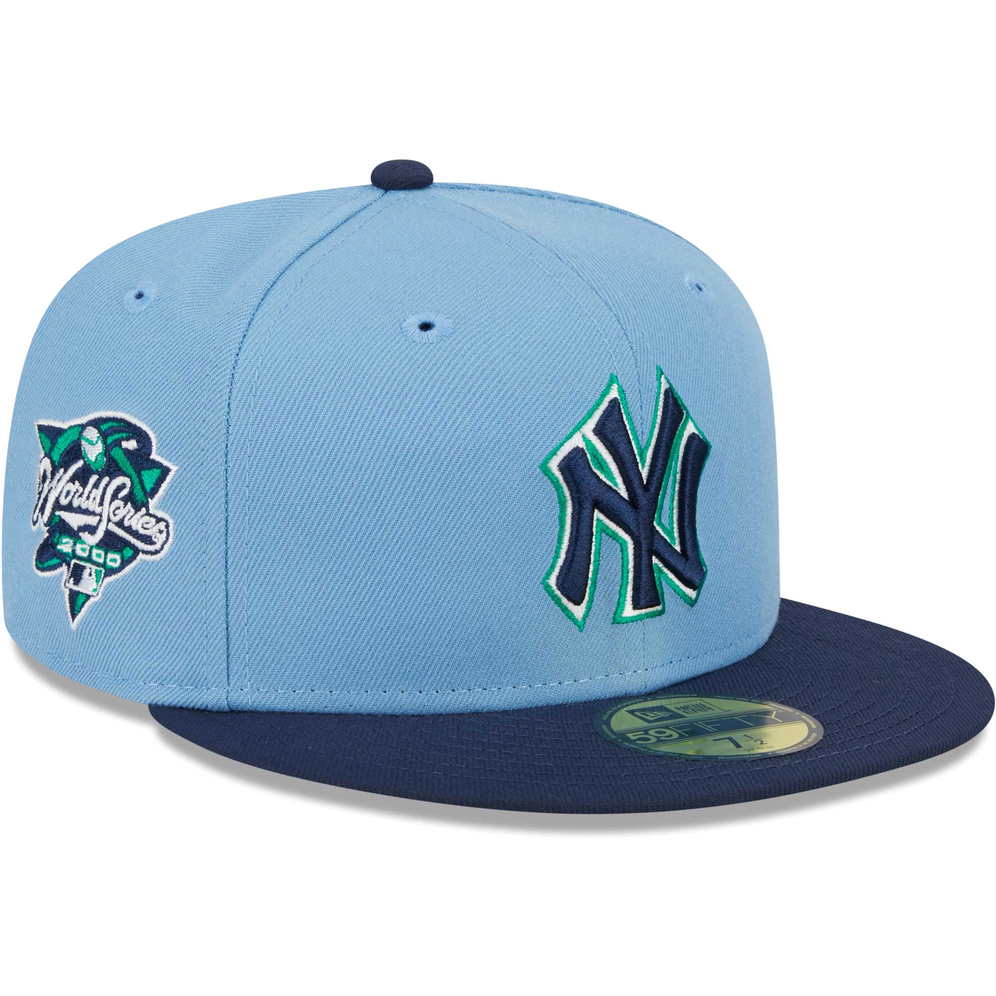 New York Yankees New Era Green Undervisor 59FIFTY Fitted Hat - Light Blue/Navy - PersonalJerseys