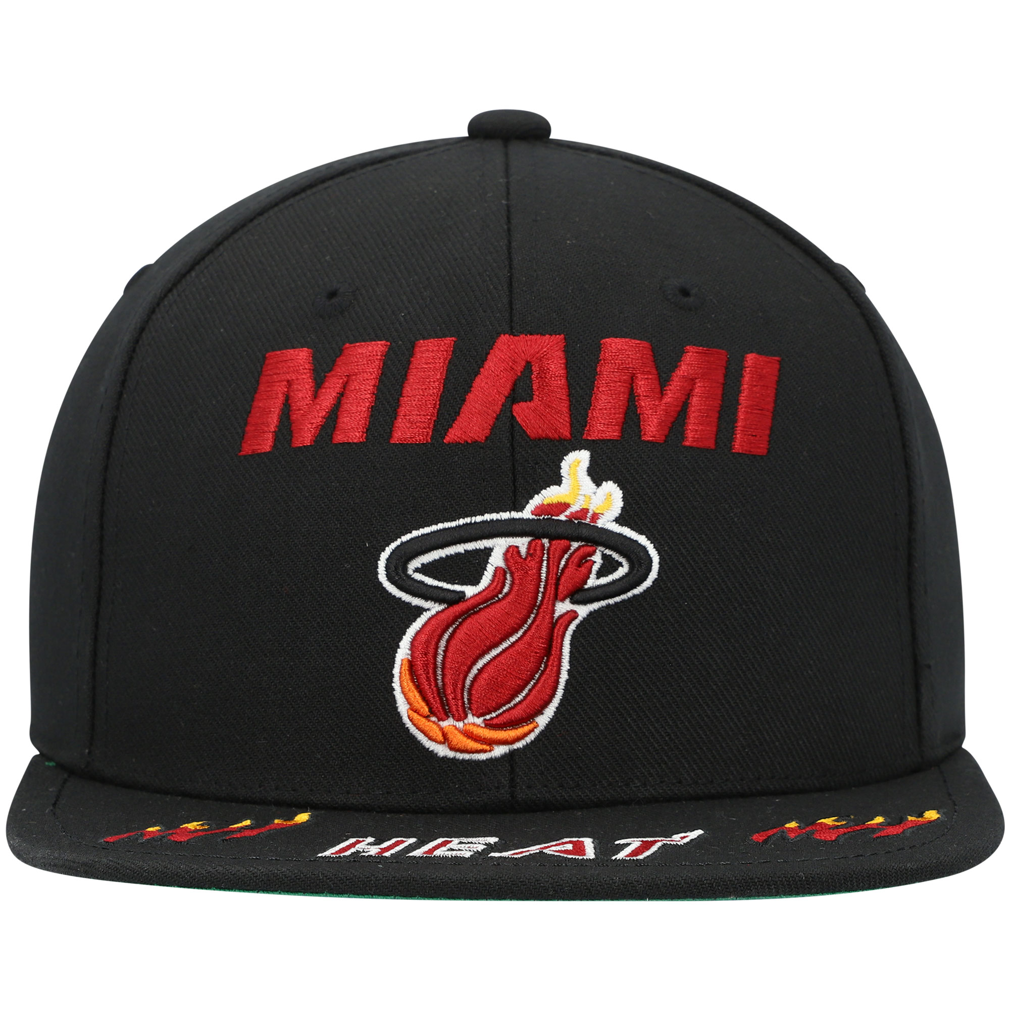 Miami Heat Mitchell & Ness Hardwood Classics Front Loaded Snapback Hat - Black - PersonalJerseys