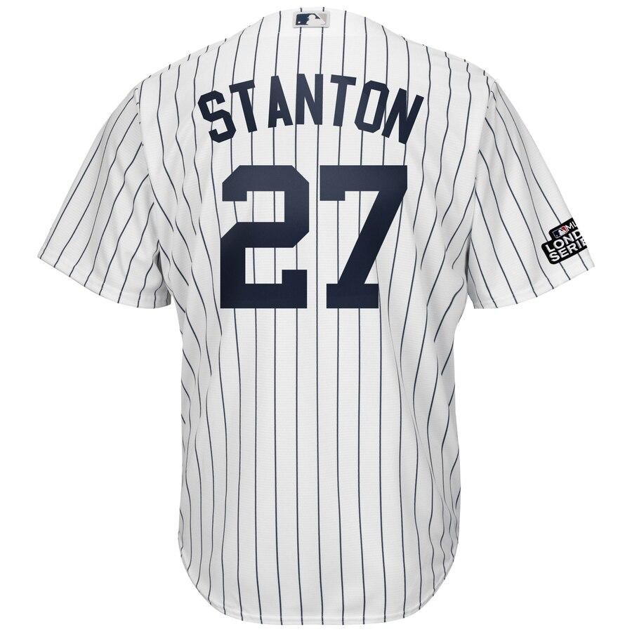 Giancarlo Stanton New York Yankees Majestic 2019 London Series Cool Base Player Jersey - White Navy - Friend Lounge Store - Shop for All Things Jerseys Sports - PersonalJerseys