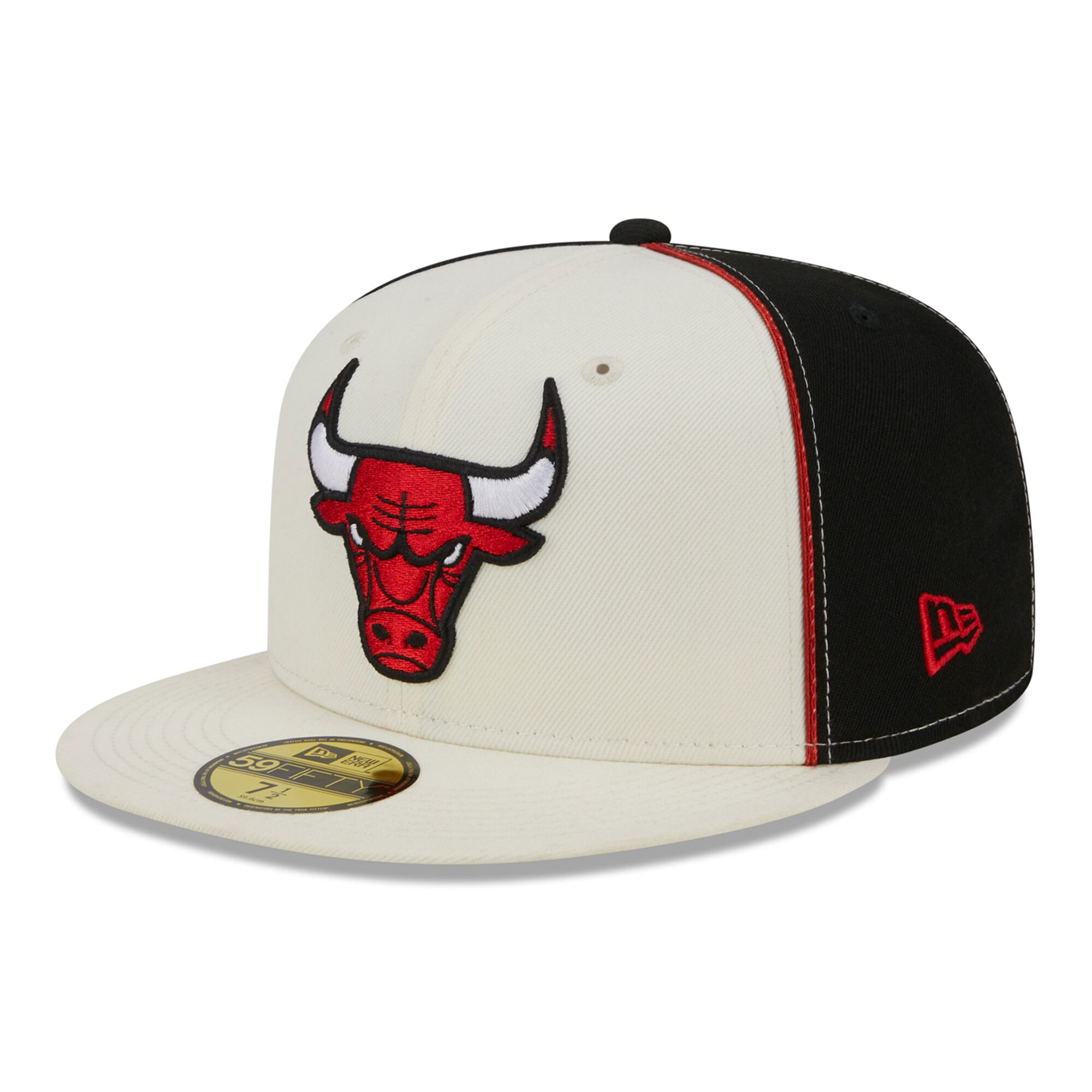 Chicago Bulls New Era Piped Pop Panel 59FIFTY Fitted Hat - Cream - PersonalJerseys