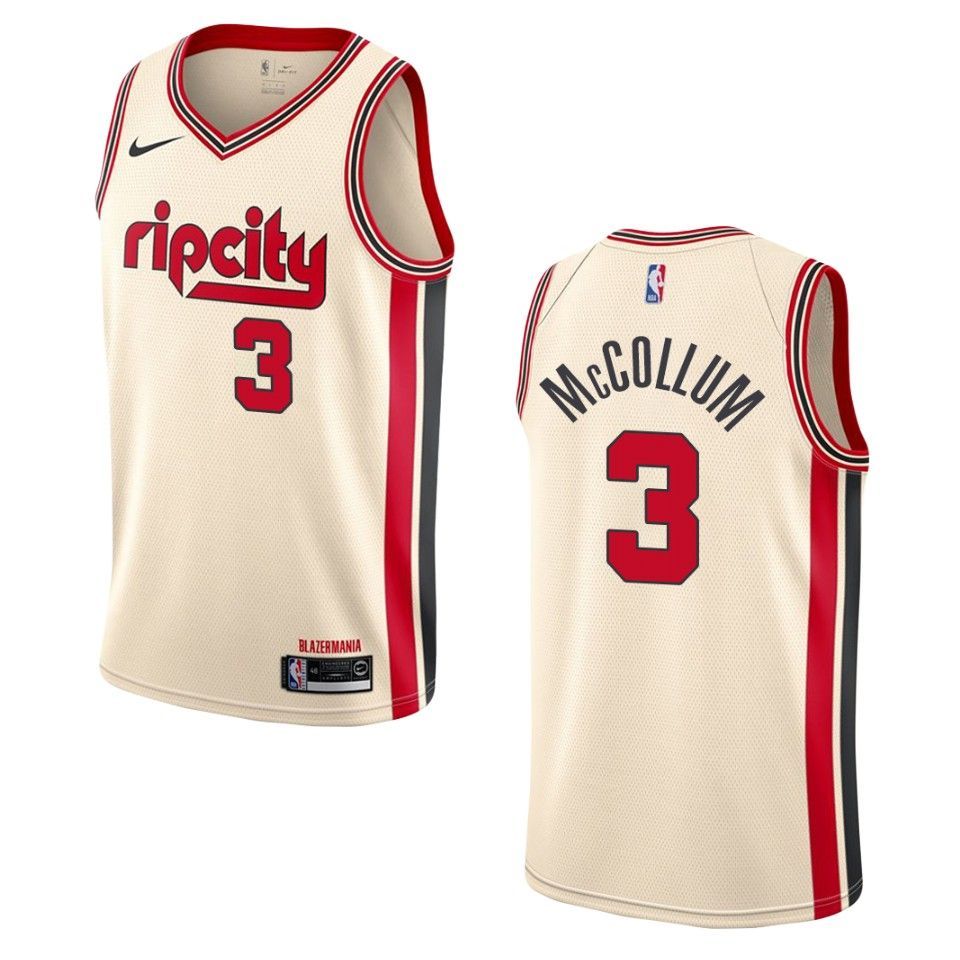 2019-20 Men's Portland Trail Blazers #3 C.J. McCollum City Swingman Jersey - Cream - Friend Lounge Store - Shop for All Things Jerseys Sports - PersonalJerseys