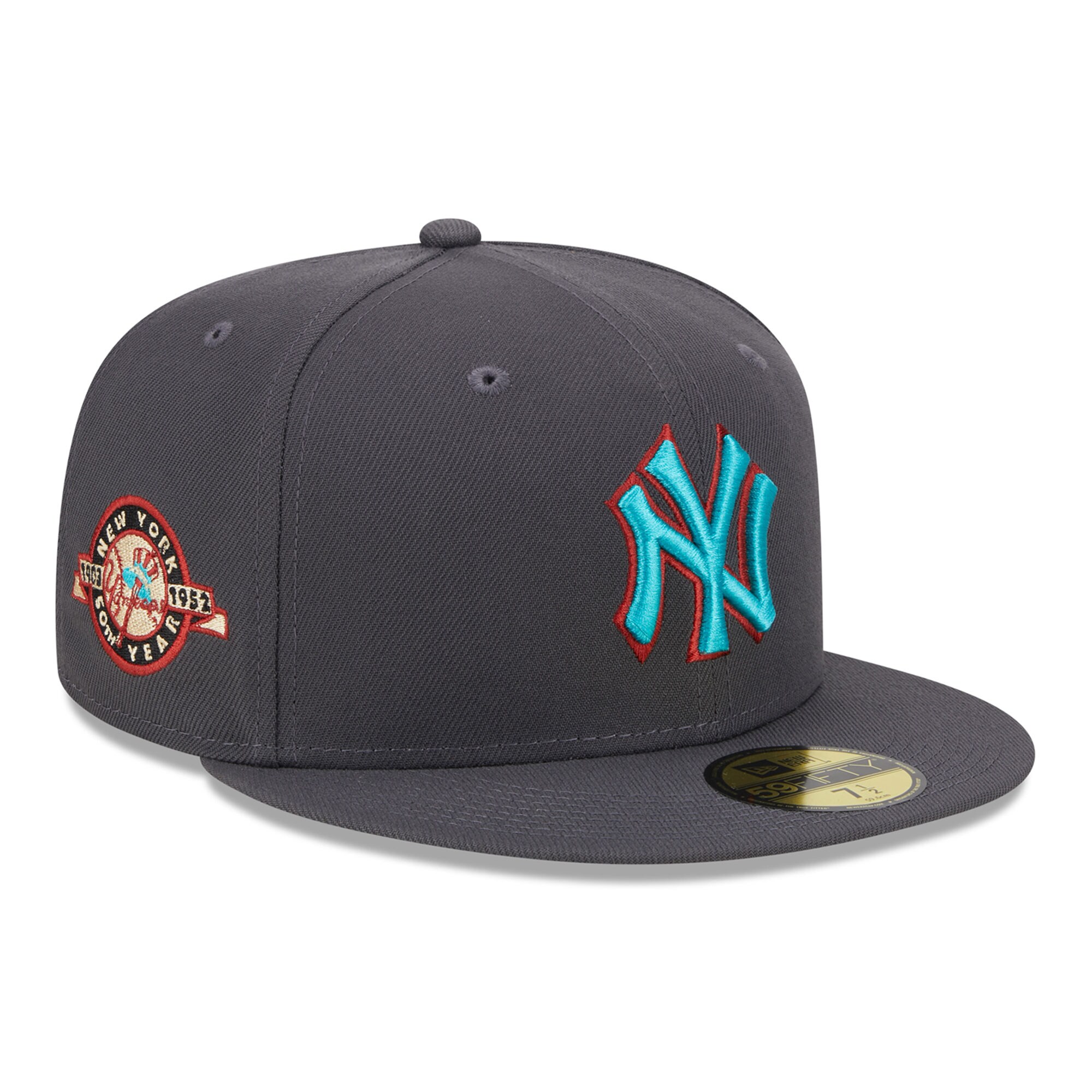 New York Yankees New Era  Print Undervisor 59FIFTY Fitted Hat - Graphite - PersonalJerseys
