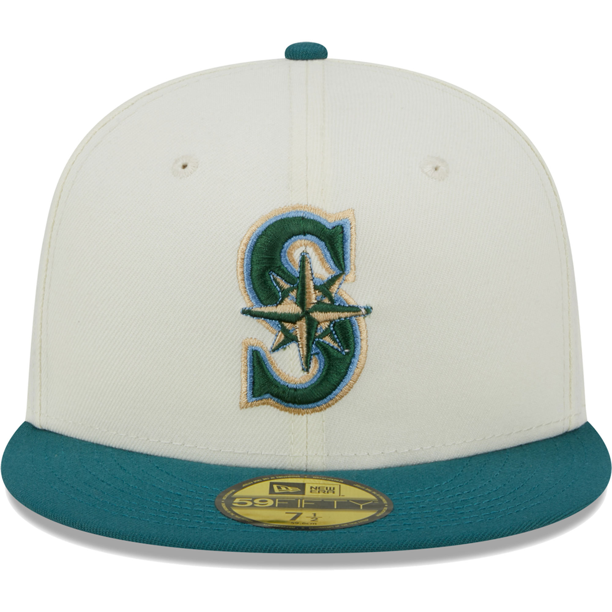 Seattle Mariners New Era Chrome Evergreen 59FIFTY Fitted Hat - Cream - PersonalJerseys