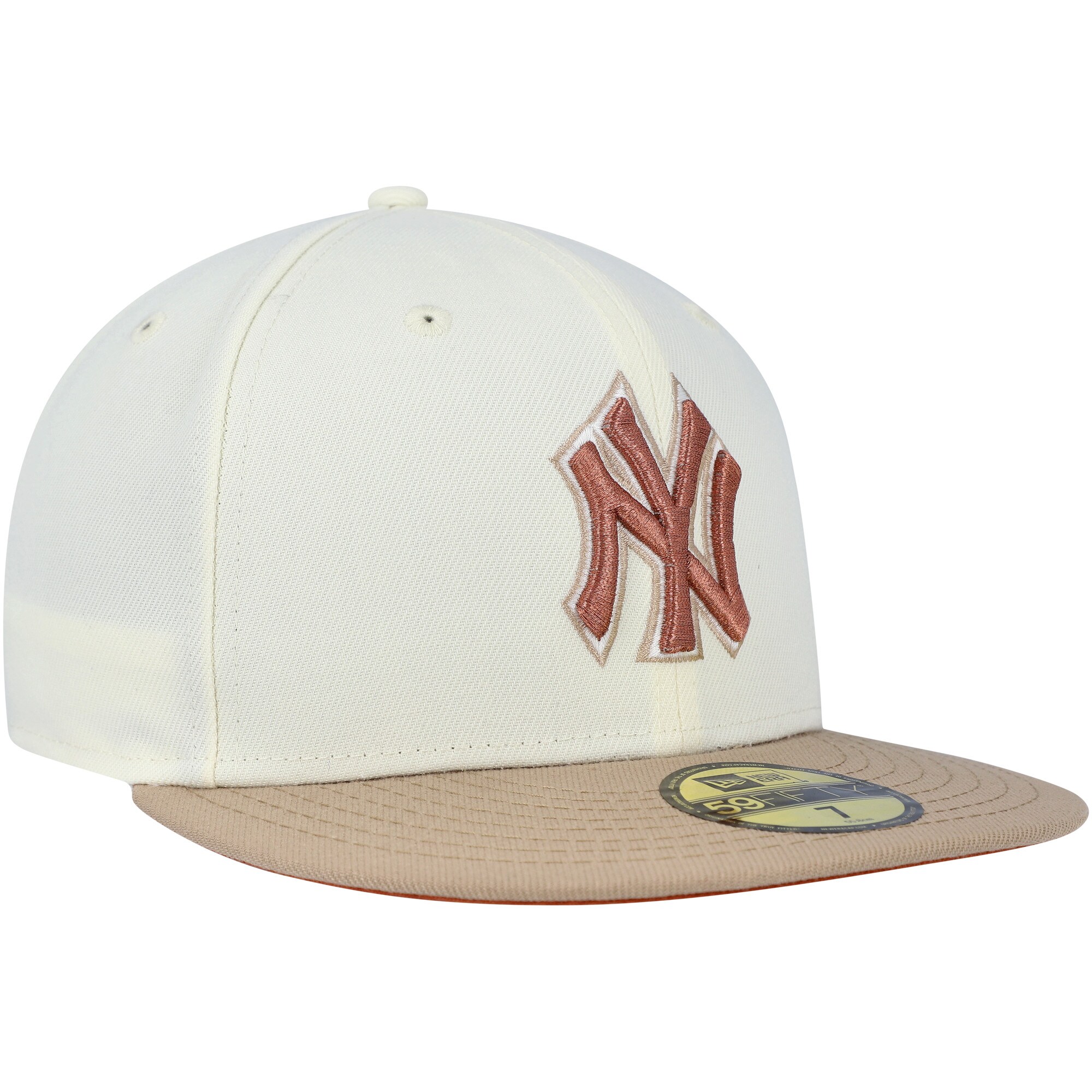 New York Yankees New Era Chrome Camel Rust Undervisor 59FIFTY Fitted Hat - Cream - PersonalJerseys