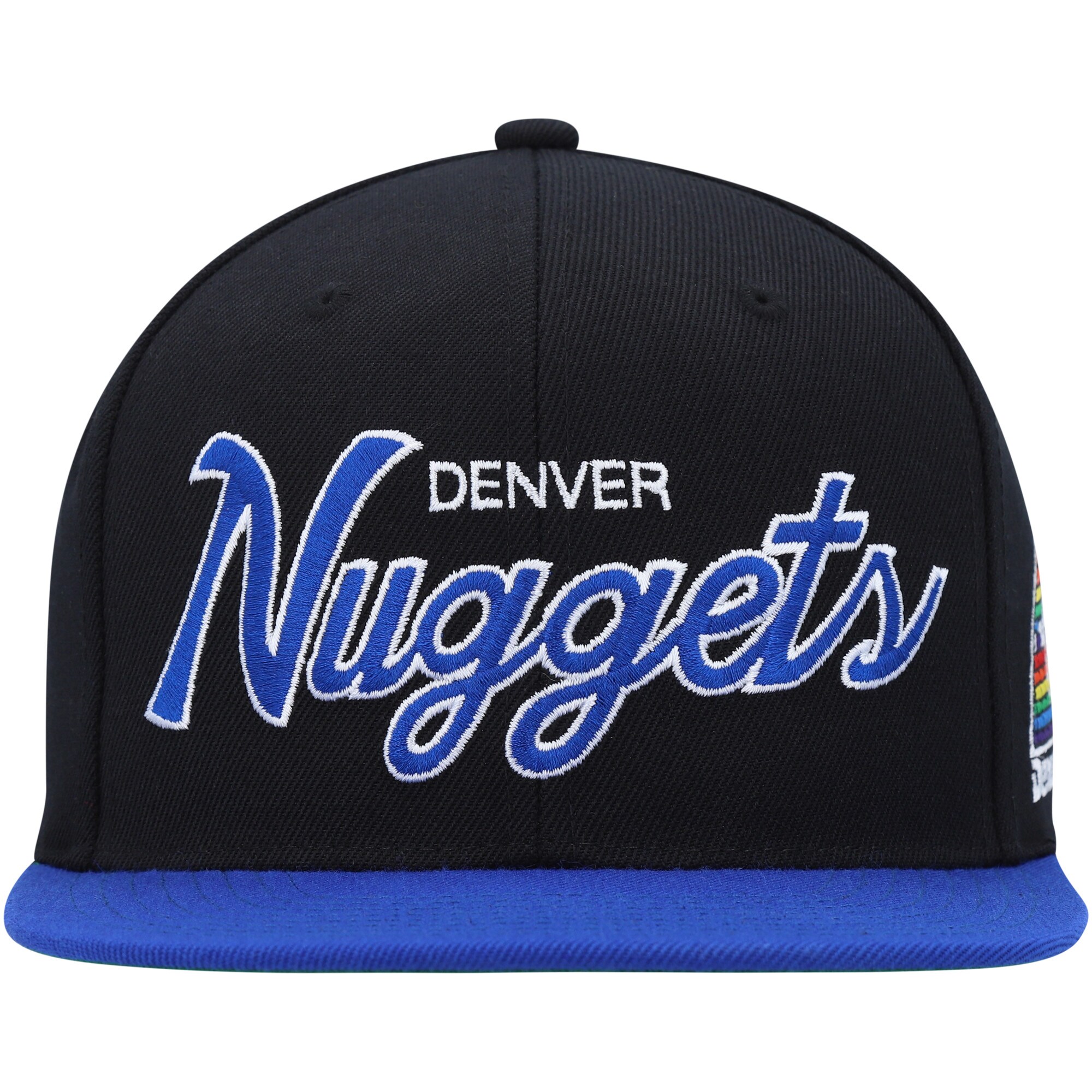 Denver Nuggets Mitchell & Ness Hardwood Classics MVP Team Script 2.0 Snapback Hat - Black - PersonalJerseys