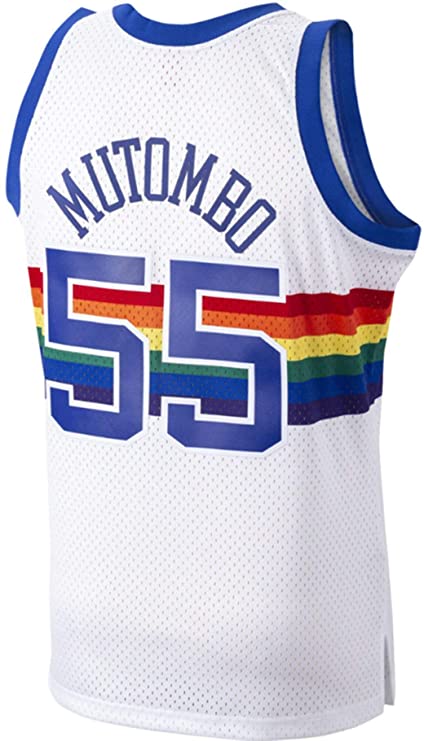 Men's Mitchell & Ness Dikembe Mutombo Denver Nuggets Men's White 1991-92 Swingman Jersey - Sports Wear Jersey - PersonalJerseys