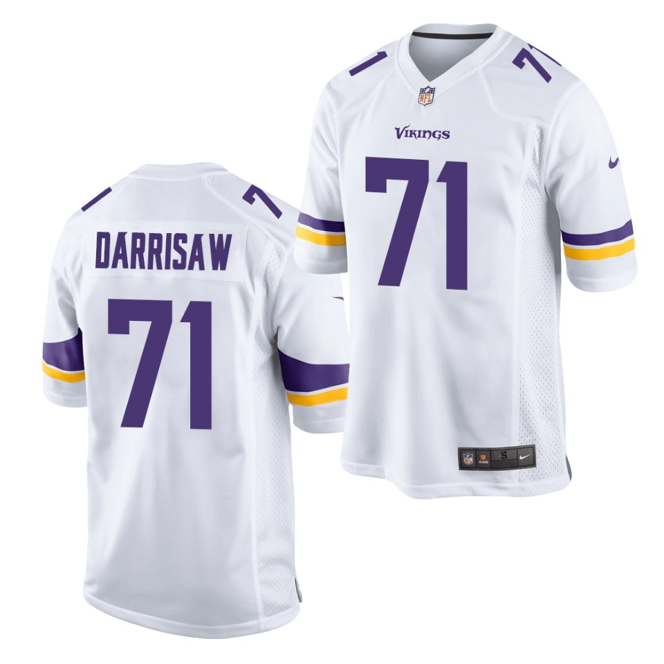 Minnesota Vikings Christian Darrisaw 2021 NFL Draft Game Jersey - White - Friend Lounge Store - Shop for All Things Jerseys Sports - PersonalJerseys